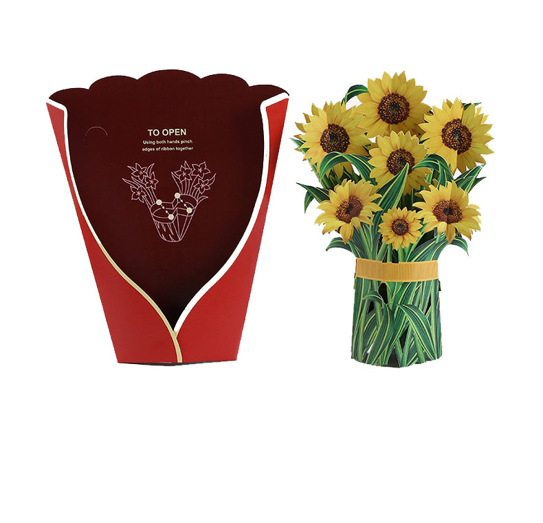 Colourful Lilies, Tulips, Sunflowers and Carnations Pop Up Card | Birthday | Wedding | Greeting Card | Valentines Card | Mothers Day Card