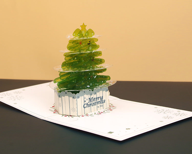 Green Crystal Christmas Tree Pop Up Card | Xmas | 3D Card | Greeting Card | PVC | Paper