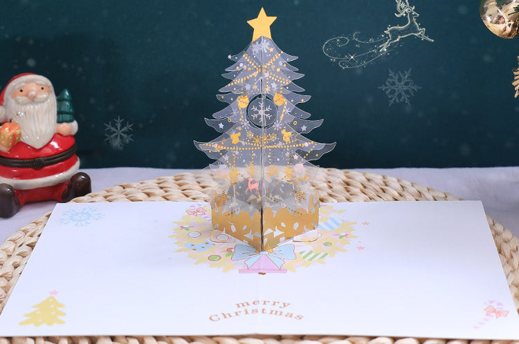 White Crystal Christmas Tree Pop Up Card