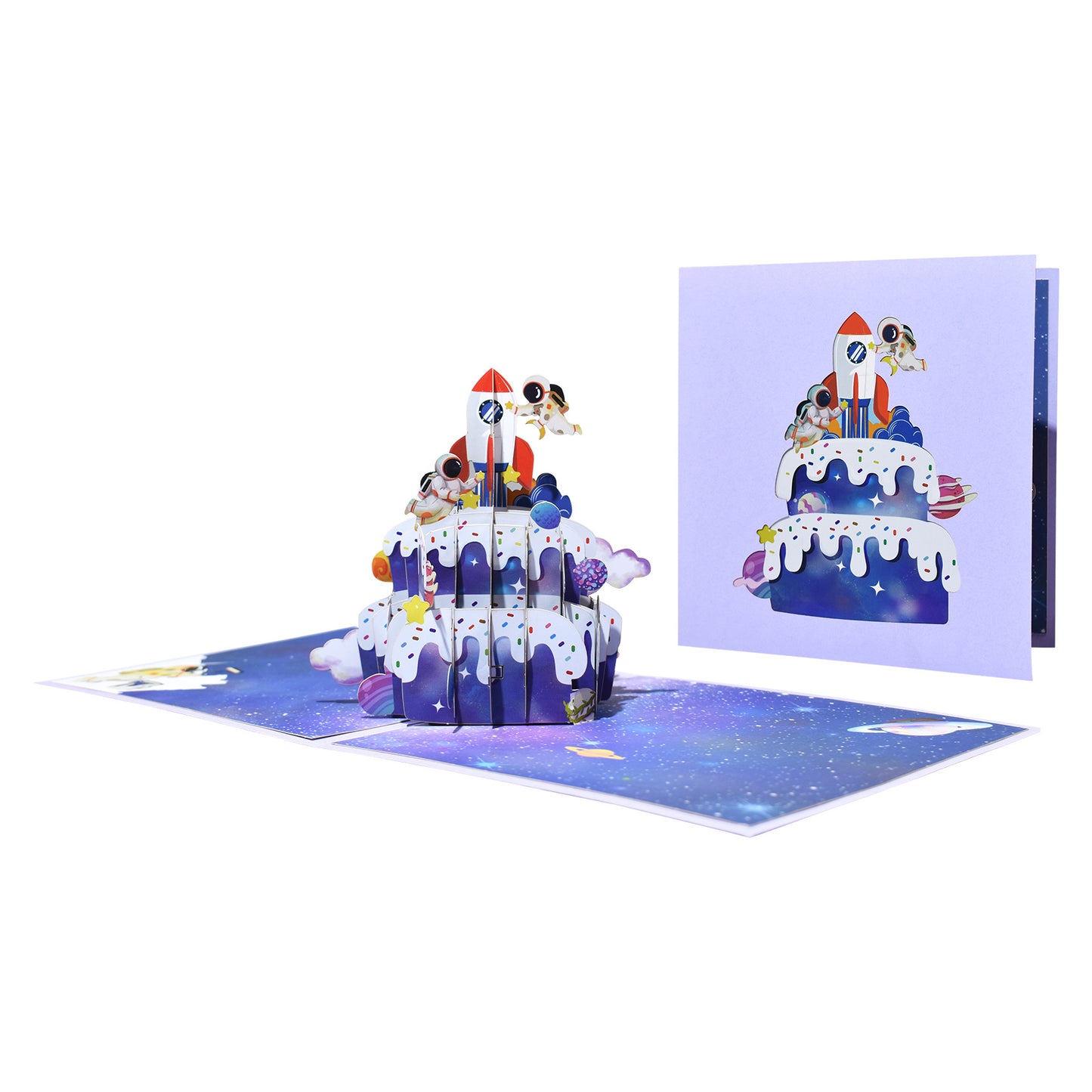 Birthday Cake with Astronaut Pop Up Card - Greeting Card