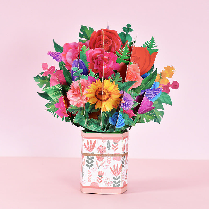 Colourful Lilies or Sunflowers Pop Up Card | Birthday | Wedding | Greeting Card | Valentines Day Card | Engagement Gift | Mothers Day Card