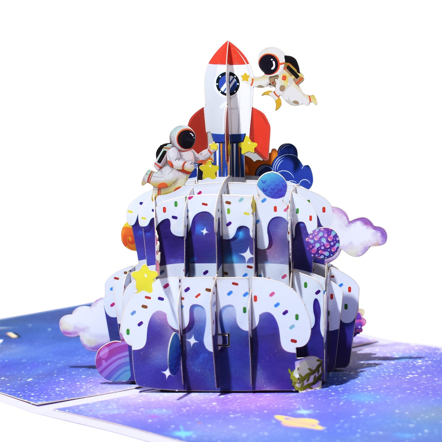 Birthday Cake with Astronaut Pop Up Card - Greeting Card