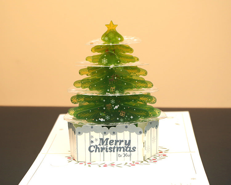 Green Crystal Christmas Tree Pop Up Card | Xmas | 3D Card | Greeting Card | PVC | Paper