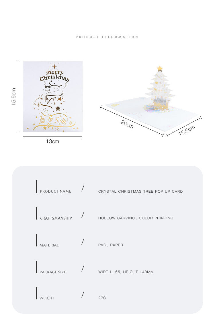 White Crystal Christmas Tree Pop Up Card