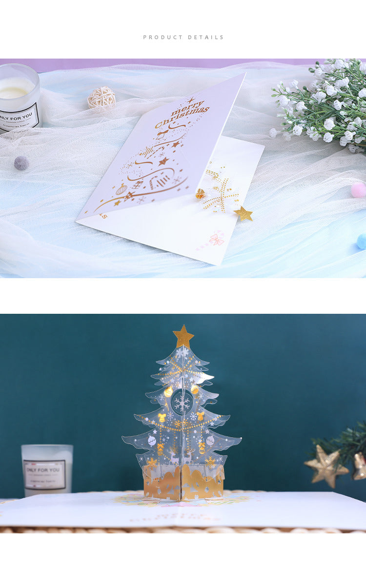 White Crystal Christmas Tree Pop Up Card