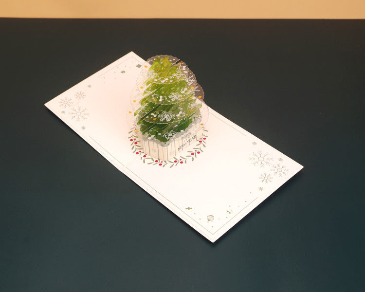 Green Crystal Christmas Tree Pop Up Card | Xmas | 3D Card | Greeting Card | PVC | Paper