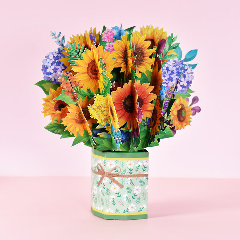 Colourful Lilies or Sunflowers Pop Up Card | Birthday | Wedding | Greeting Card | Valentines Day Card | Engagement Gift | Mothers Day Card