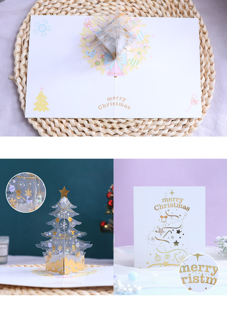 White Crystal Christmas Tree Pop Up Card