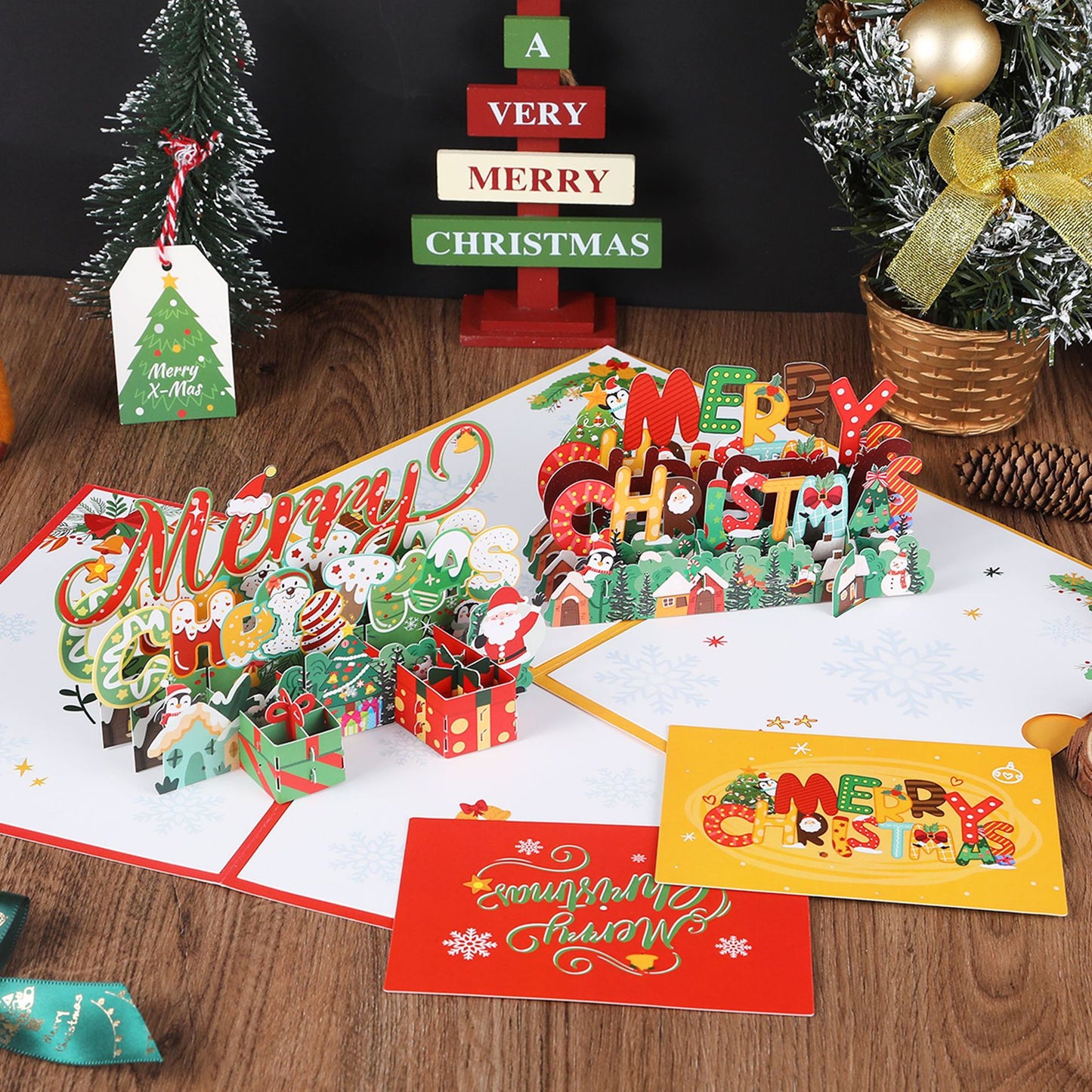 Merry Christmas Pop Up Card | Xmas Card | 3D | Tree | Santa Claus | Greeting Card | 2 Styles
