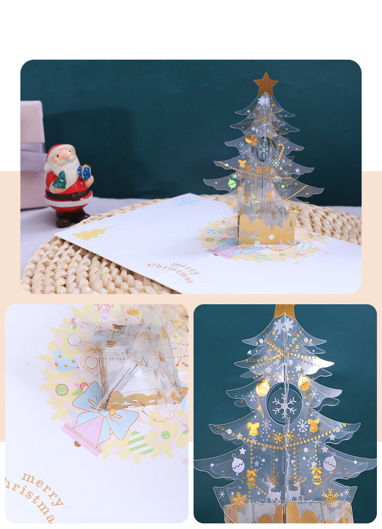 White Crystal Christmas Tree Pop Up Card