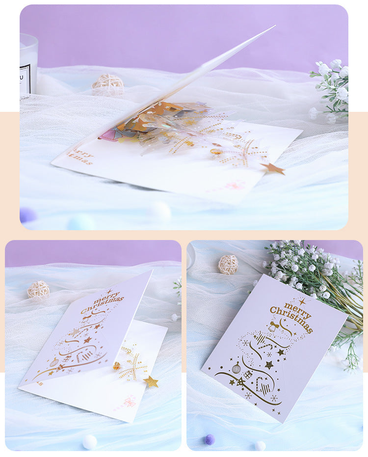 White Crystal Christmas Tree Pop Up Card