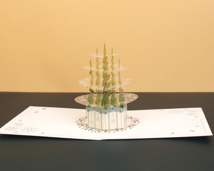 Green Crystal Christmas Tree Pop Up Card | Xmas | 3D Card | Greeting Card | PVC | Paper