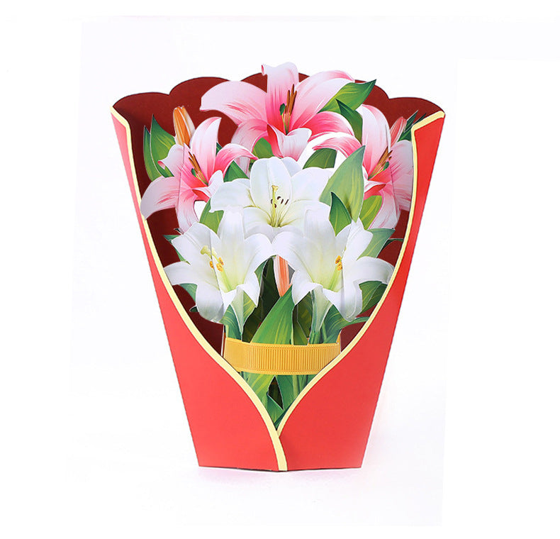Colourful Lilies, Tulips, Sunflowers and Carnations Pop Up Card | Birthday | Wedding | Greeting Card | Valentines Card | Mothers Day Card