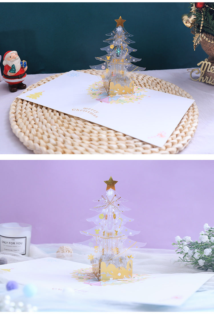 White Crystal Christmas Tree Pop Up Card
