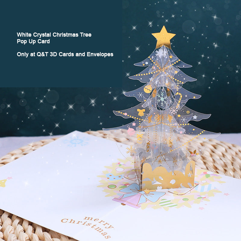 White Crystal Christmas Tree Pop Up Card