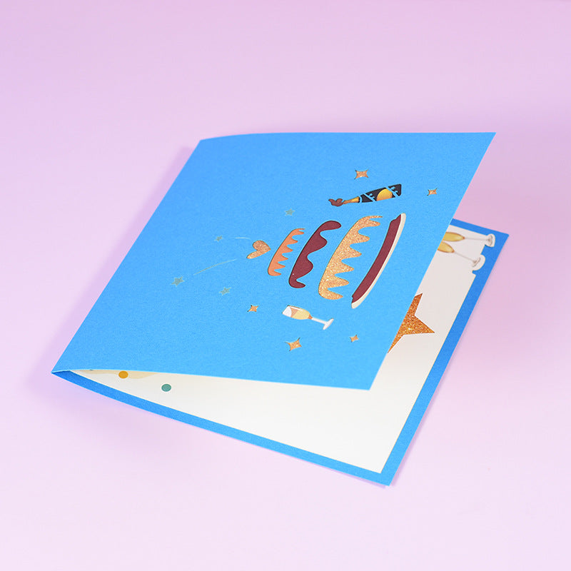 Blue Birthday Cake Pop Up Card