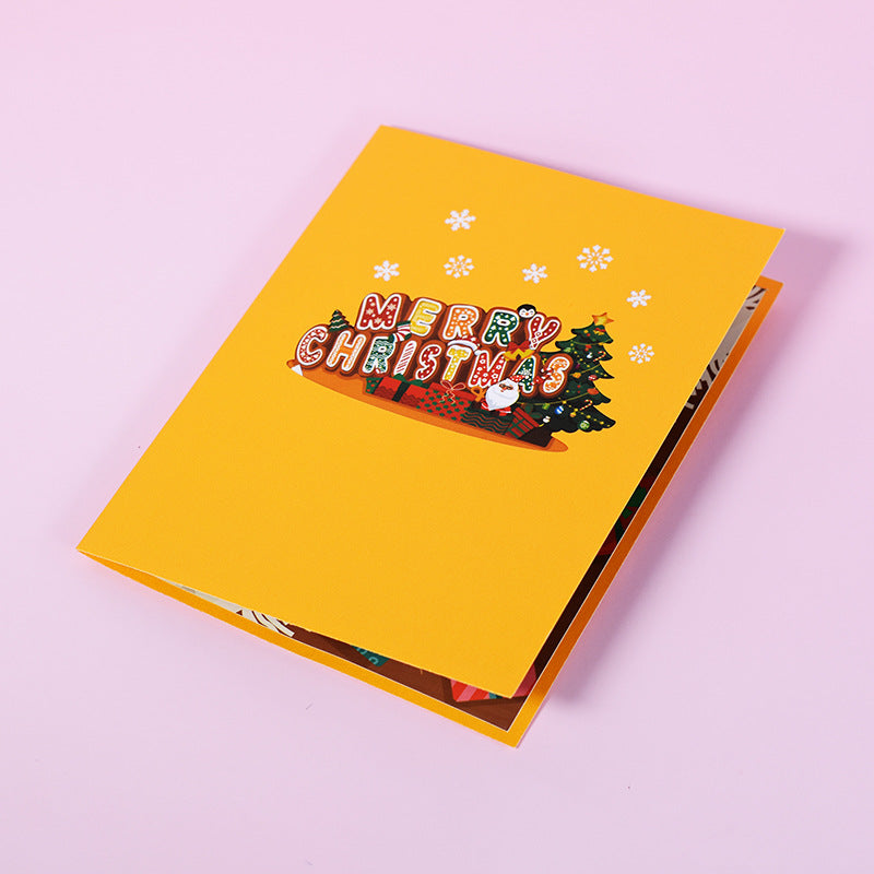 Merry Christmas Pop Up Card - Yellow - Q&T 3D Cards and Envelopes
