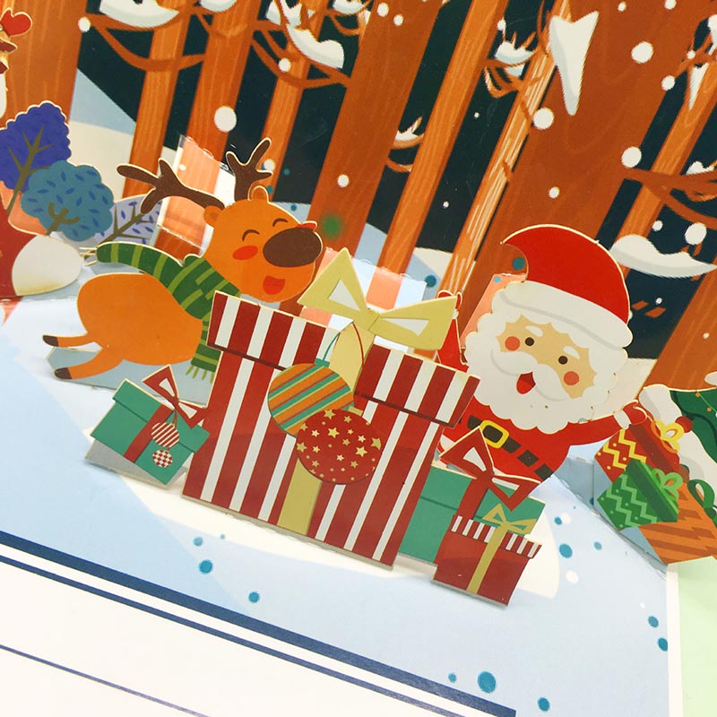 Christmas Card - Christmas Gifts in the Forrest Pop Up Card - Q&T 3D Cards and Envelopes