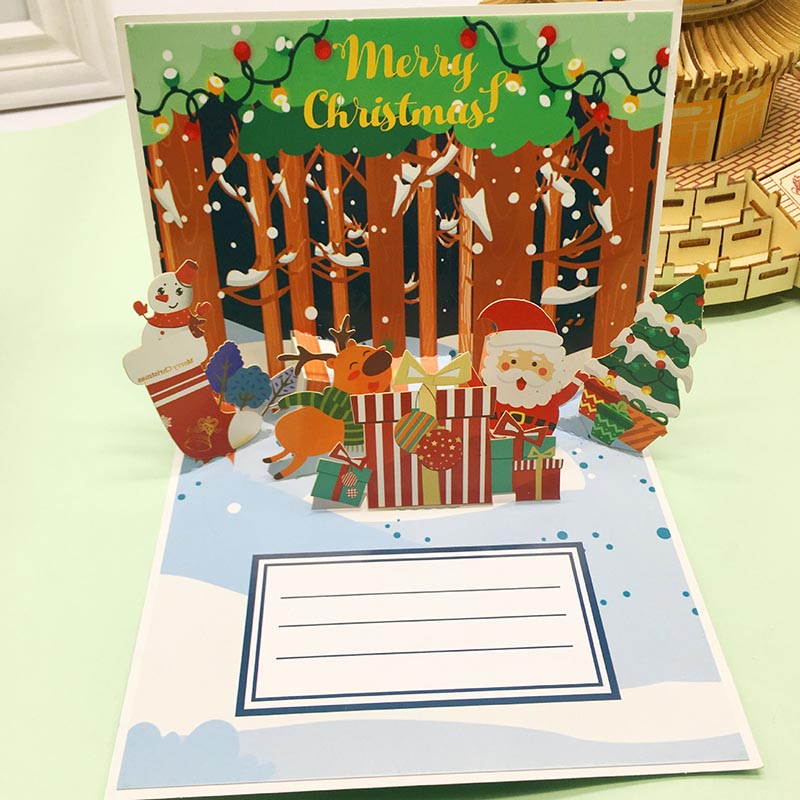 Christmas Card - Christmas Gifts in the Forrest Pop Up Card - Q&T 3D Cards and Envelopes