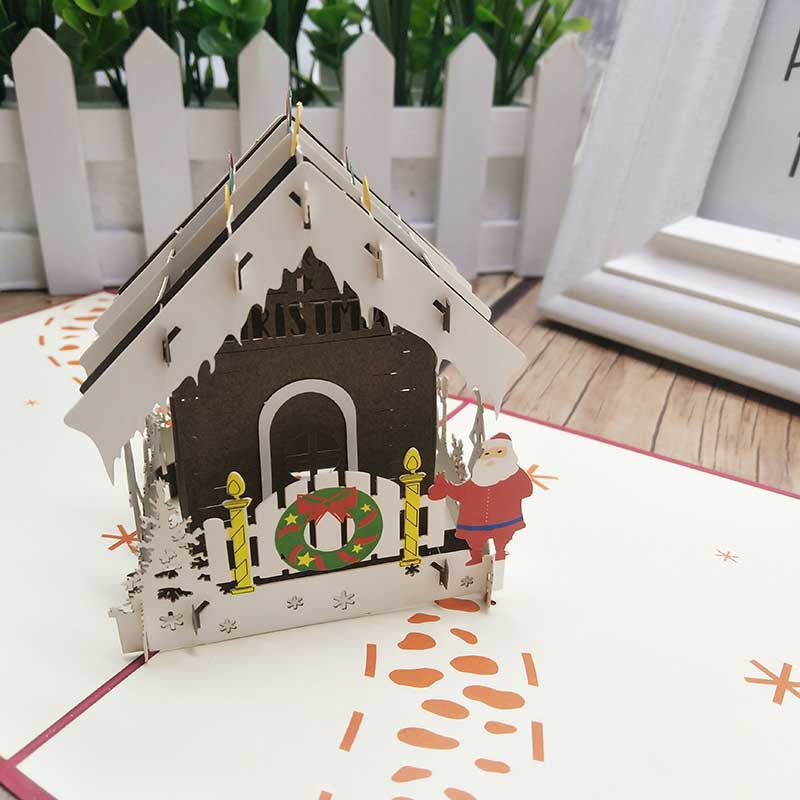 Gingerbread Hut Christmas Pop Up Card - Q&T 3D Cards and Envelopes