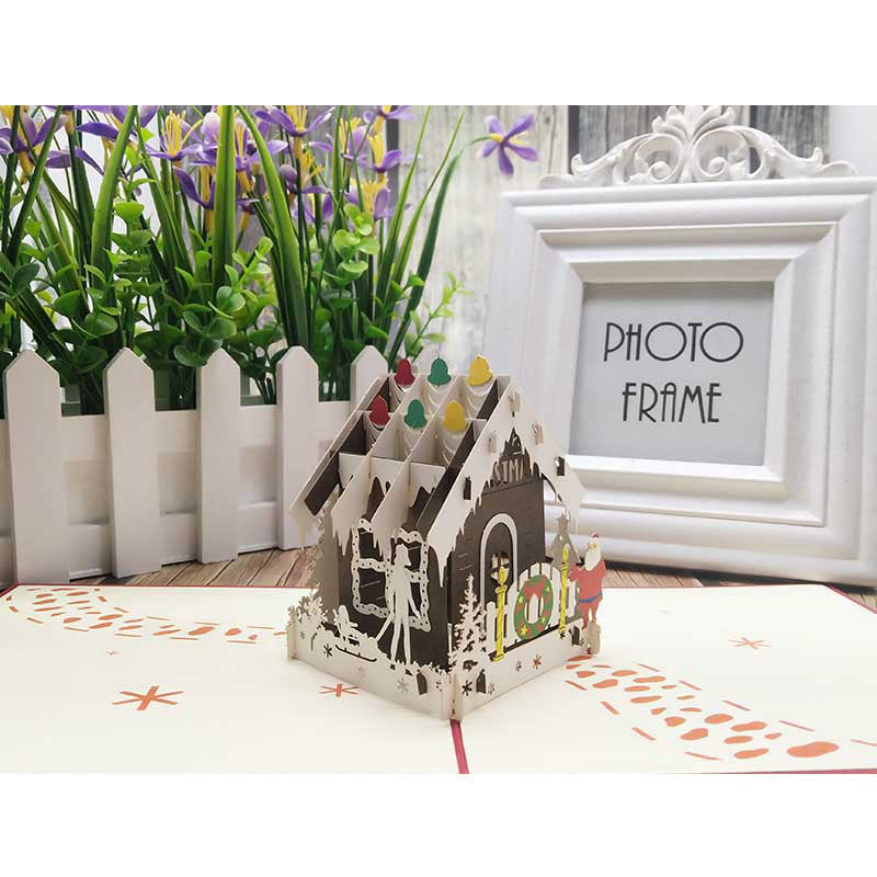 Gingerbread Hut Christmas Pop Up Card - Q&T 3D Cards and Envelopes