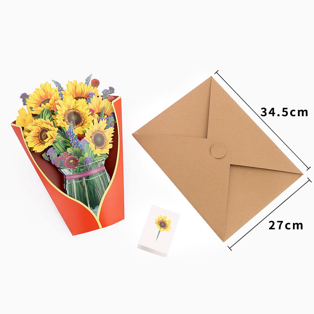 Colourful Lilies, Tulips, Sunflowers and Carnations Pop Up Card | Birthday | Wedding | Greeting Card | Valentines Card | Mothers Day Card