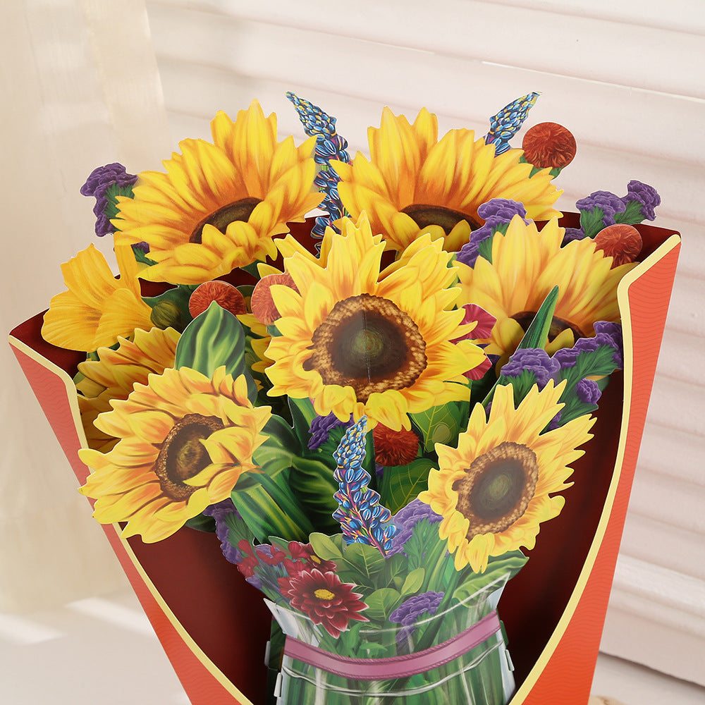 Colourful Lilies, Tulips, Sunflowers and Carnations Pop Up Card | Birthday | Wedding | Greeting Card | Valentines Card | Mothers Day Card
