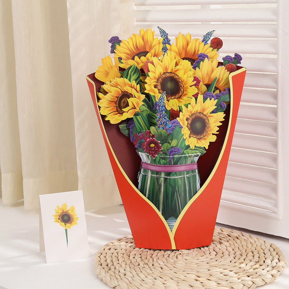 Colourful Lilies, Tulips, Sunflowers and Carnations Pop Up Card | Birthday | Wedding | Greeting Card | Valentines Card | Mothers Day Card