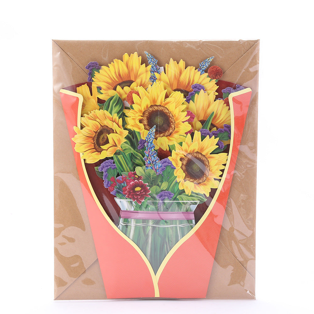 Colourful Lilies, Tulips, Sunflowers and Carnations Pop Up Card | Birthday | Wedding | Greeting Card | Valentines Card | Mothers Day Card