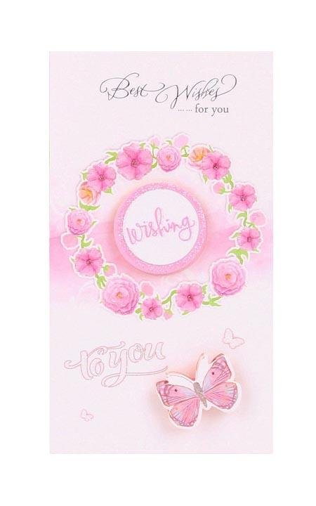 Best Wishes Greeting Cards - Pink Series - Q&T 3D Cards and Envelopes
