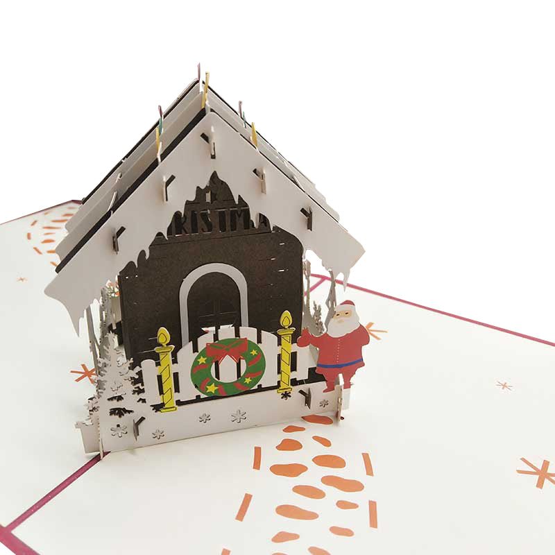 Gingerbread Hut Christmas Pop Up Card - Q&T 3D Cards and Envelopes