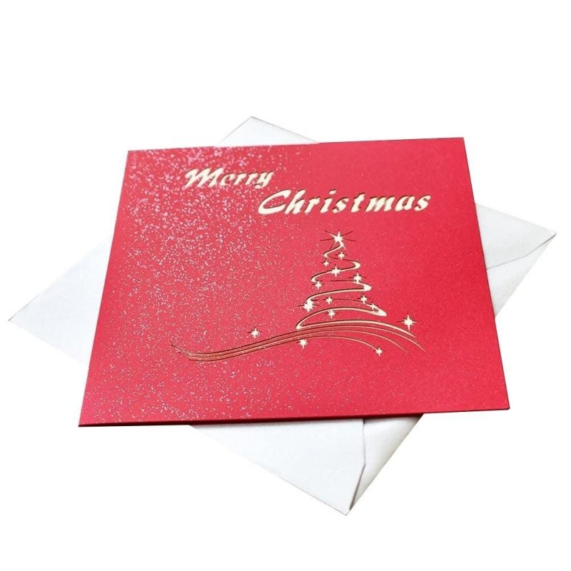 Green Christmas Tree Pop Up Card - Q&T 3D Cards and Envelopes
