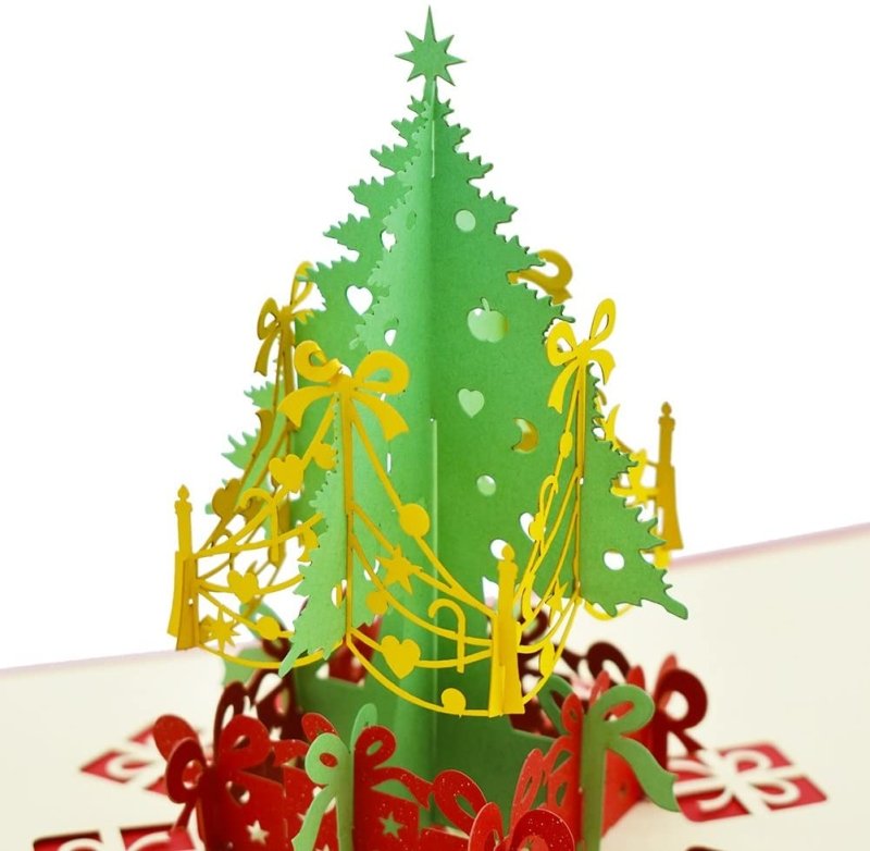 Green Christmas Tree Pop Up Card - Q&T 3D Cards and Envelopes
