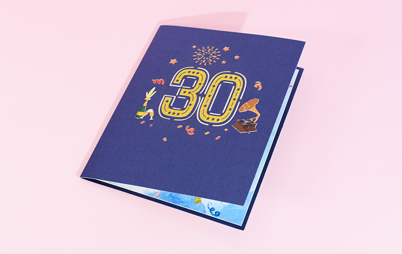 Birthday Pop Up Card | Round Age Birthday | 3D Card | 21st | 30th | 40th | 50th | 60th | 70th | 80th