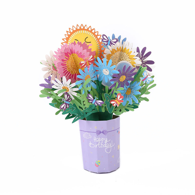 Colourful Standing Bouquet Pop Up Card - 6 Styles