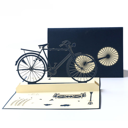 Navy Blue Bicycle Pop Up Card