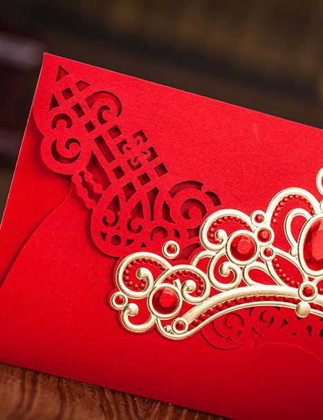 Red Money Envelope with Golden Diadem | Wedding Gift, Birthday Present | Money Wallet