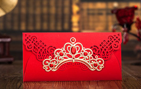 Red Money Envelope with Golden Diadem | Wedding Gift, Birthday Present | Money Wallet