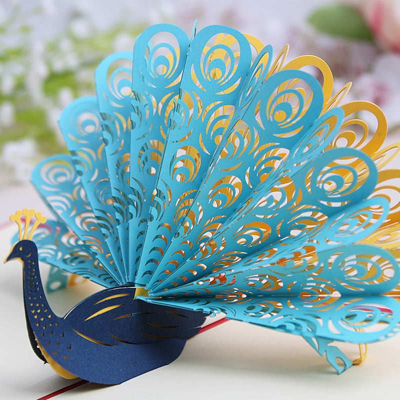 White or Colourful Peacock Pop Up Card | Birthday | Greeting Card | 3D Card