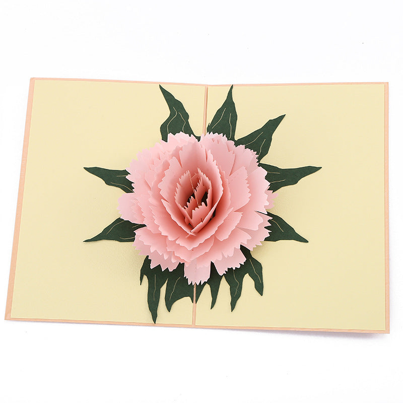 Pink Carnation Flowers Pop Up Card | Birthday Card