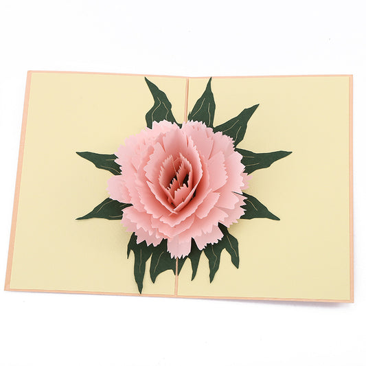 Pink Carnation Flowers Pop Up Card | Birthday Card