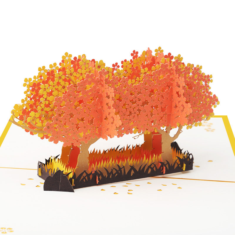 Pink, Red or Orange Tree Garden Pop Up Card