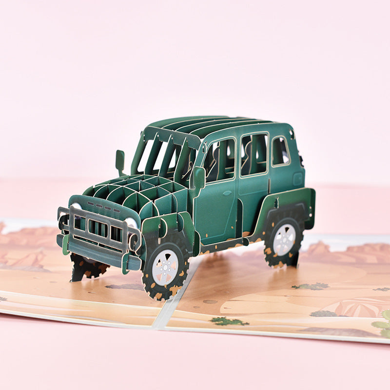 Offroad Truck Pop Up Card | 3D Card | Greeting Card | Travel | SUV | Trip | Safari | Adventure | Gift | Retirement Card