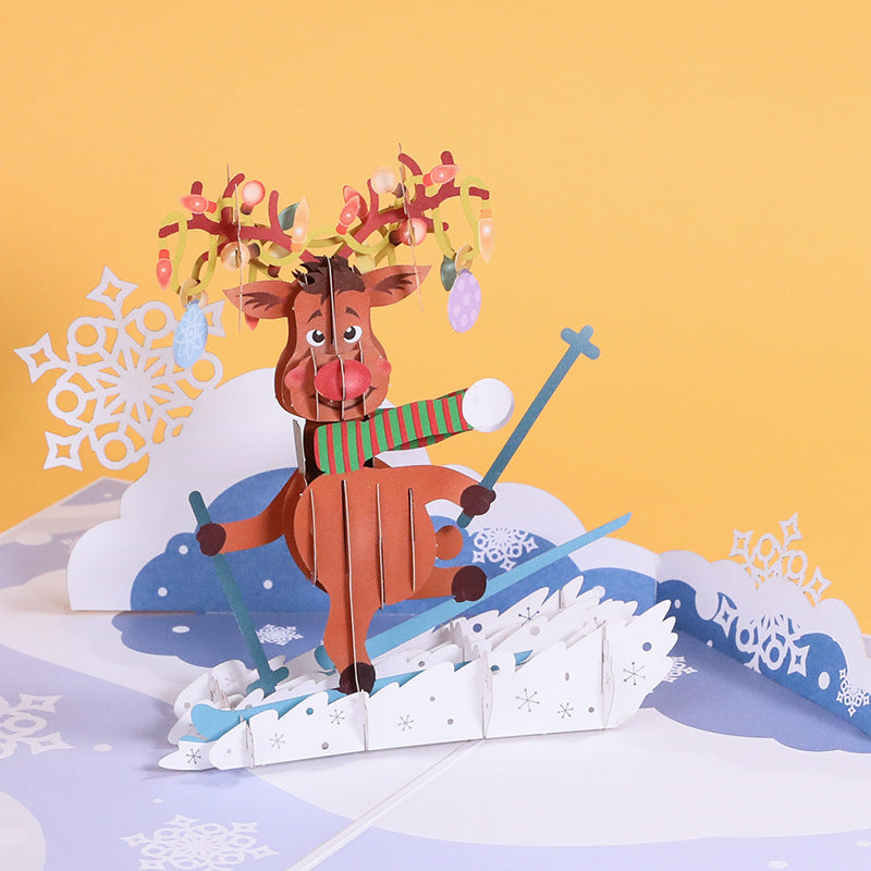 Funny Christmas Card - Skiing Reindeer