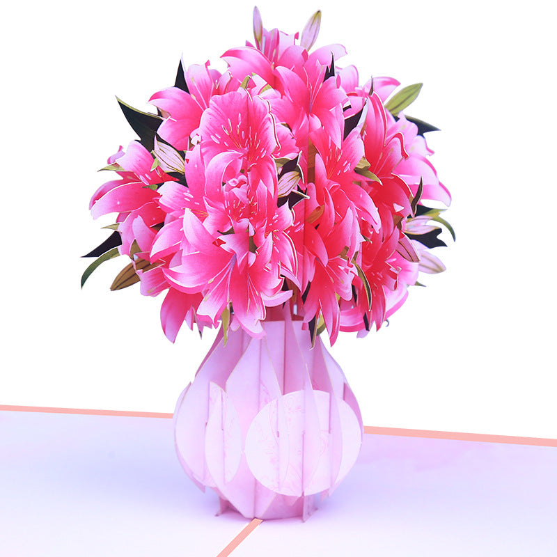 Pink Lilies Pop Up Card