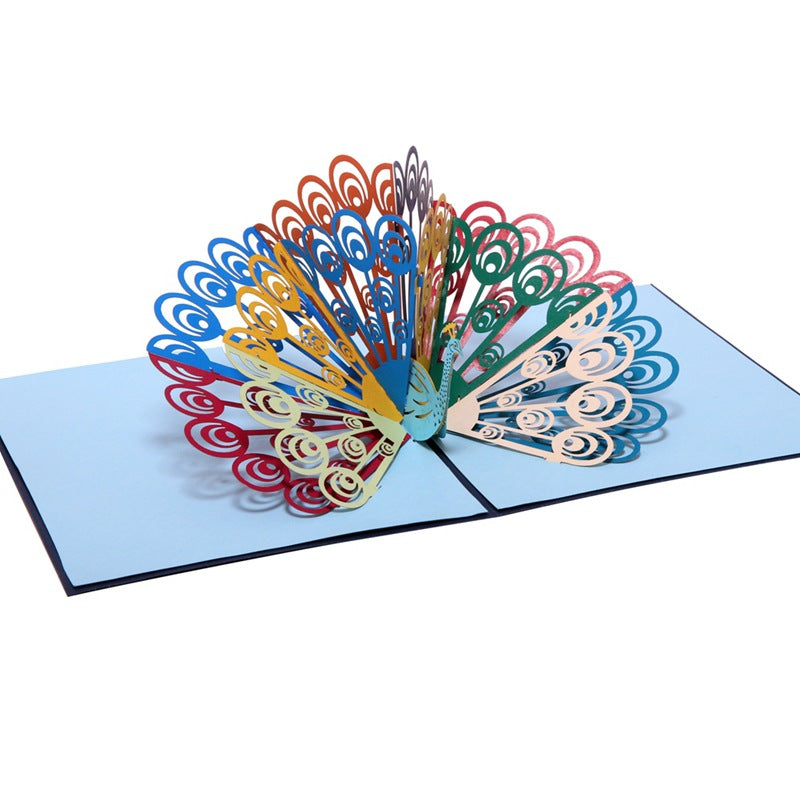 Colourful Peacock Pop Up Card - Q&T 3D Cards and Envelopes