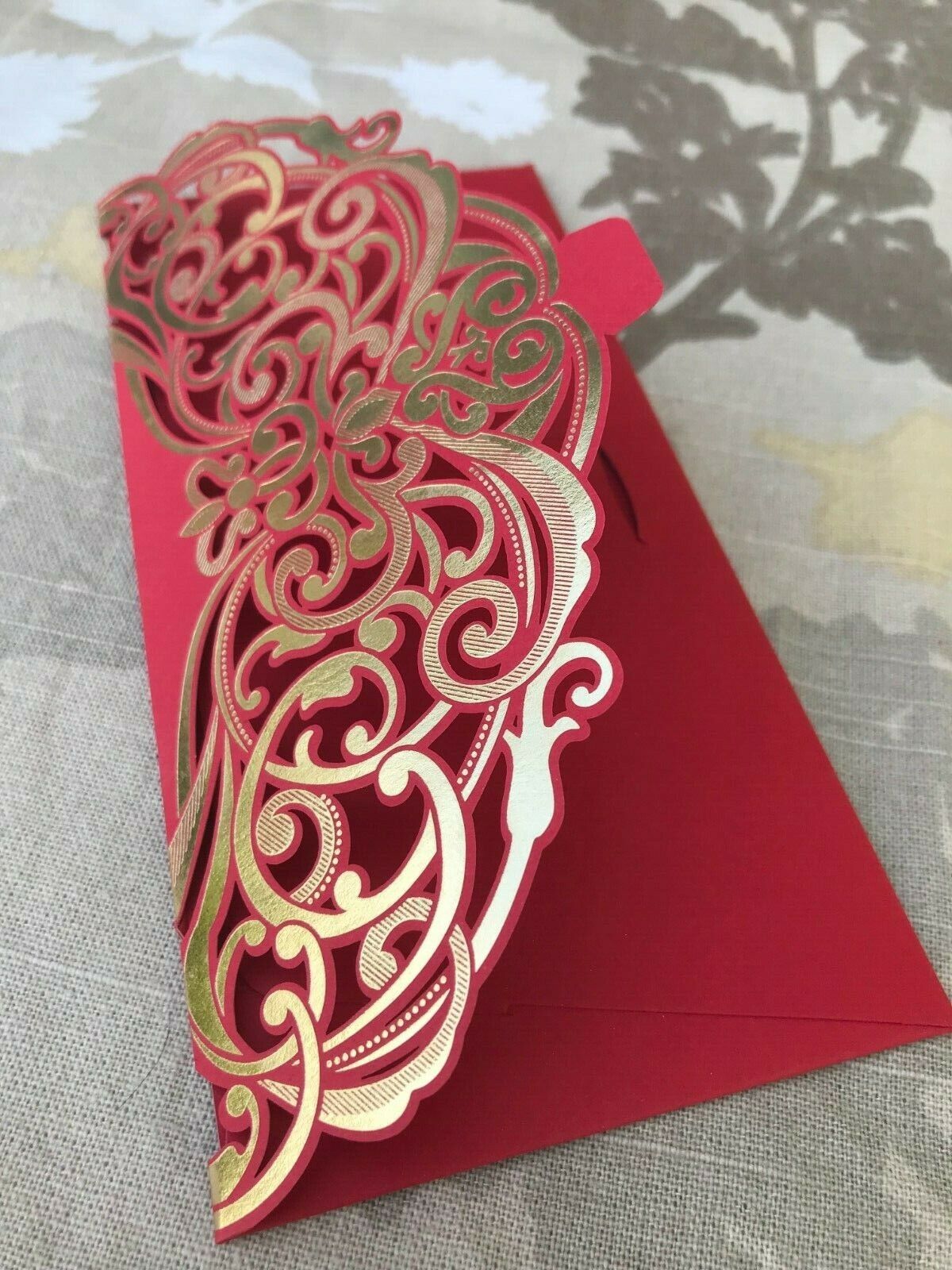 Red and Gold Flowers Decorative Money Envelope, Gift Envelope, Wedding, Birthday, Lunar New Year | Money Wallet