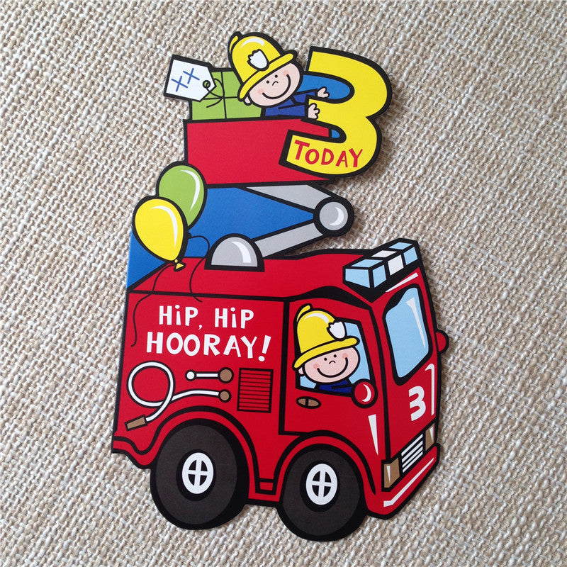 3rd Birthday Card - Fire Engine - Q&T 3D Cards and Envelopes