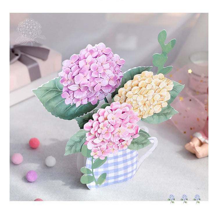 Hydrangea Flowers Basket Pop Up Card | 3D Card | Birthday Gift | Wedding