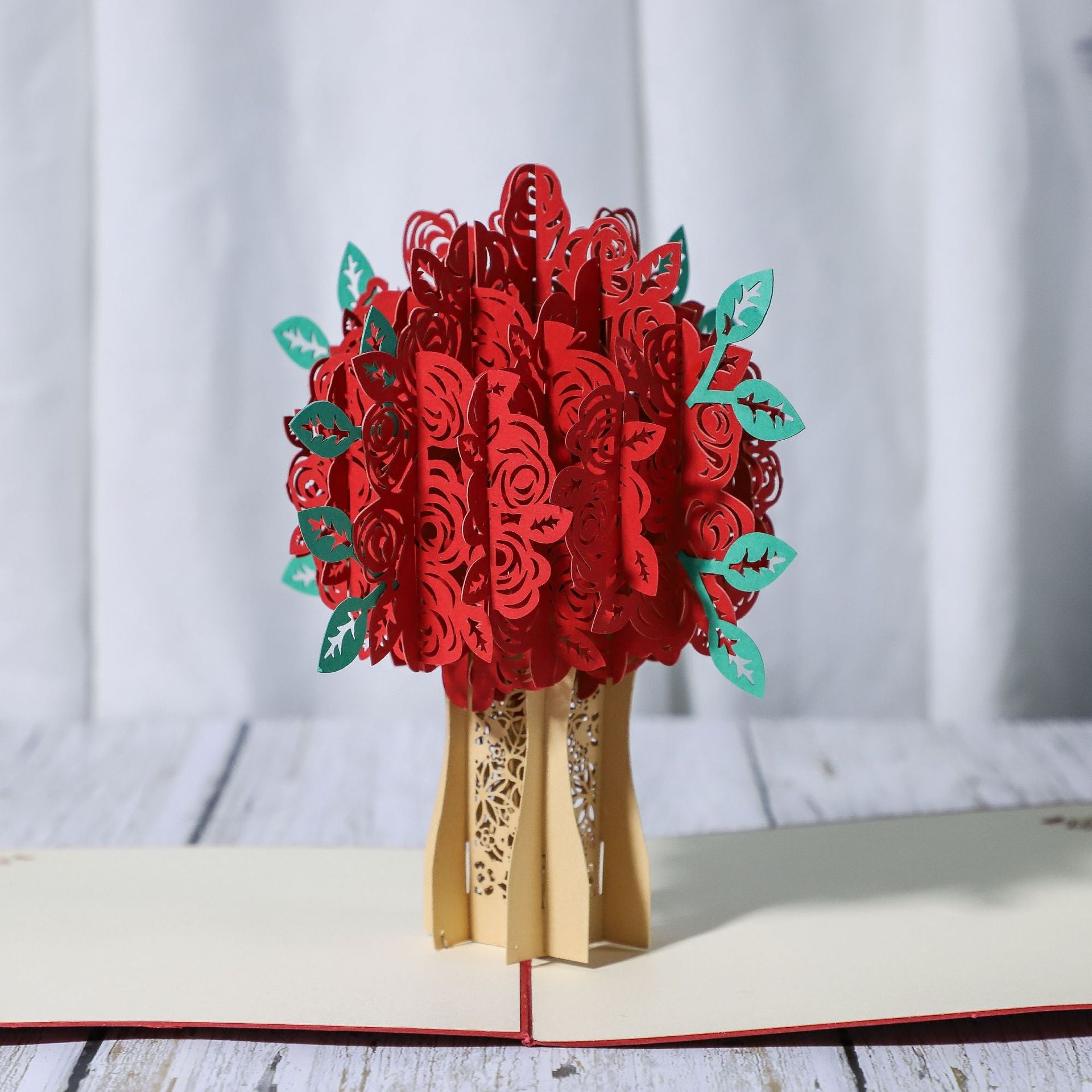 Red Roses Bouquet Pop Up Card